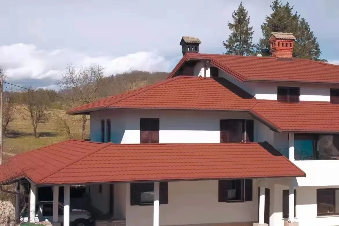 Stone coated metal roof installation scene